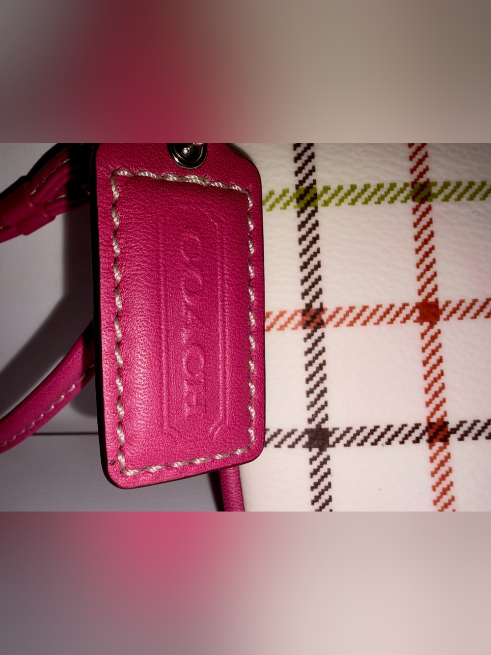 Coach Pink Plaid Wristlet With Dust Bag - Picture 2 of 7